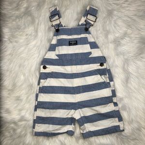 Oshkosh Boys Blue and White Stripped Overall Shorts Size 3T